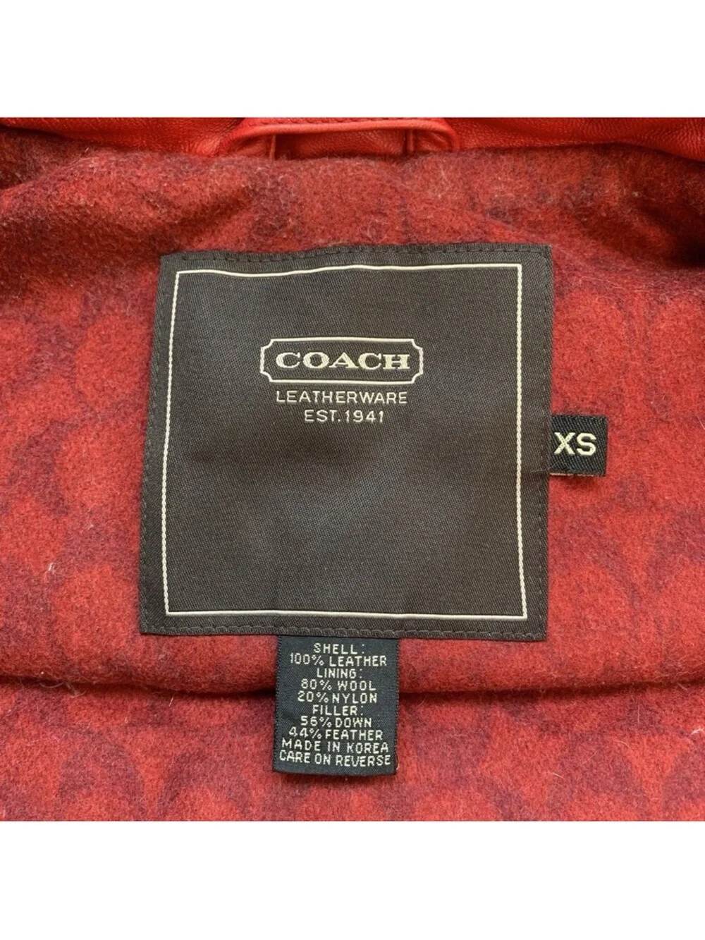 $598 Coach Red Leather Down Puffer Vest w/ Turn lock Gold Hardware Womens Sz XS